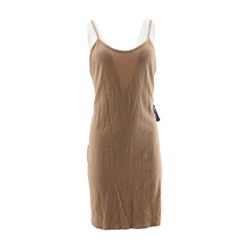 Huge Discounts This Week Tan Solid Midi Dress