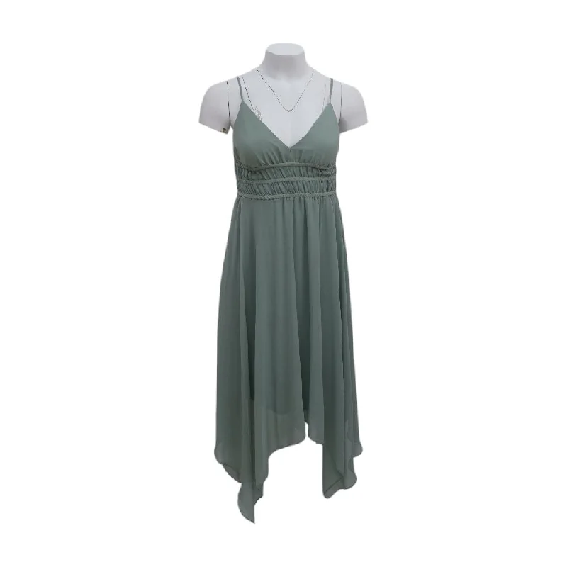 Stylish Women's Clothing Green Solid Midi Dress