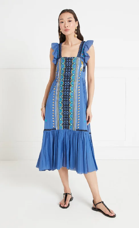 Women's Holiday Clothing Florentine Dress - Dazzling Blue