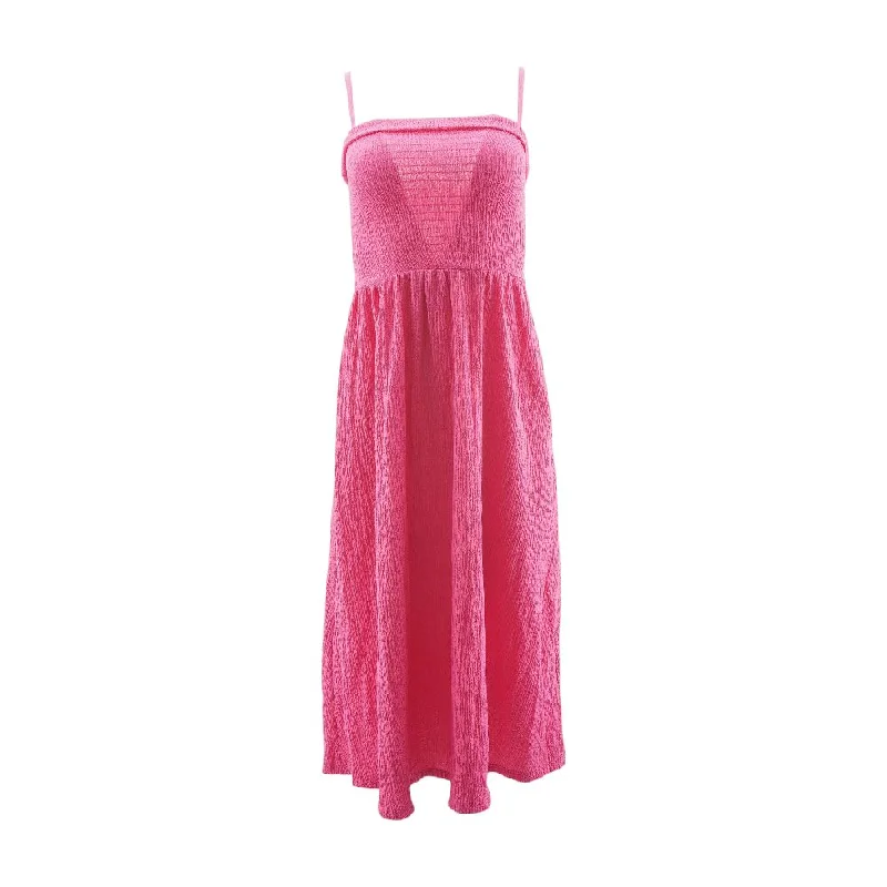 Women's Elegant Clothing Sets Pink Solid Midi Dress