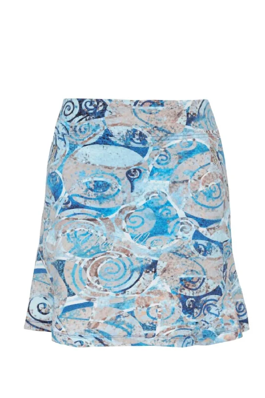 Women's Luxury Garments Golf Skort In Blue/white/tan