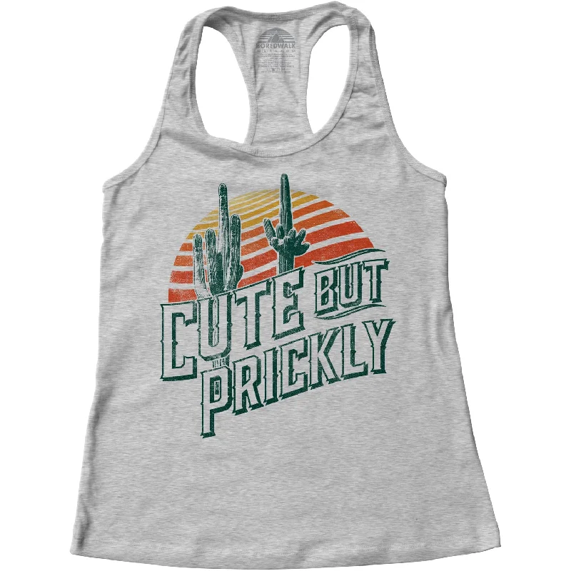 Relaxed Style Deals Women's Cute But Prickly Racerback Tank Top