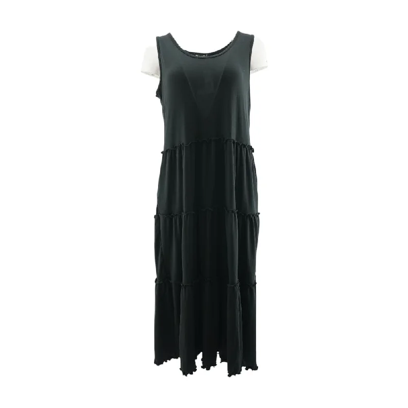 Relaxed Style Deals Black Solid Midi Dress