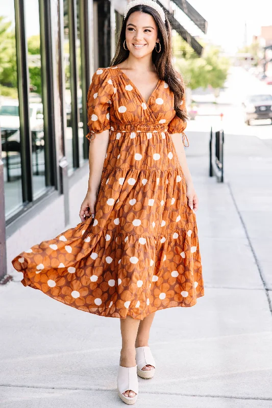 Modish Fashion Discounts In This Moment Brown Floral Midi Dress