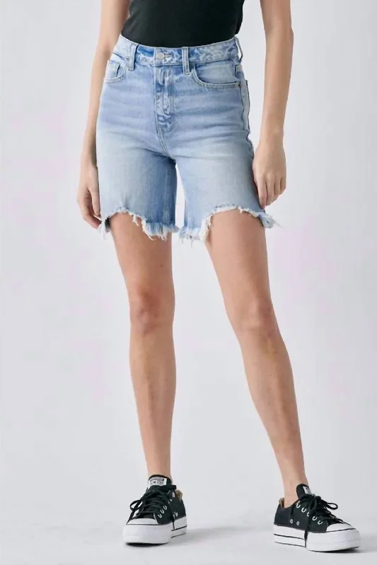 Unleash Your Fashion Cello Frayed Bermuda Shorts In Light Denim