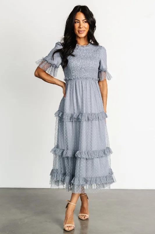 Casual Clothes For Women Lysandra Smocked Dot Dress | Dusty Slate