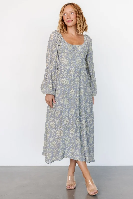 Feminine Luxe Style Sale McKinney Dress | Blue + Vintage Cream Floral