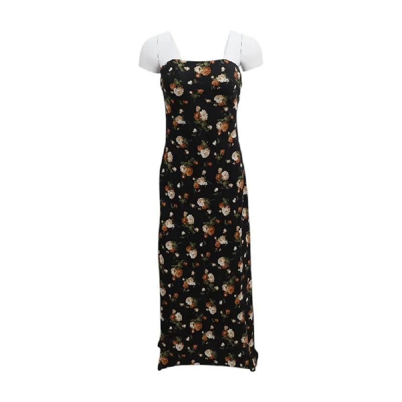 Classic Clothes For Women Black Floral Midi Dress