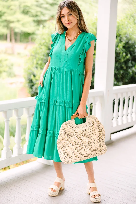 Unleash Your Trend Driven Style Perfect Day Kelly Green Midi Dress