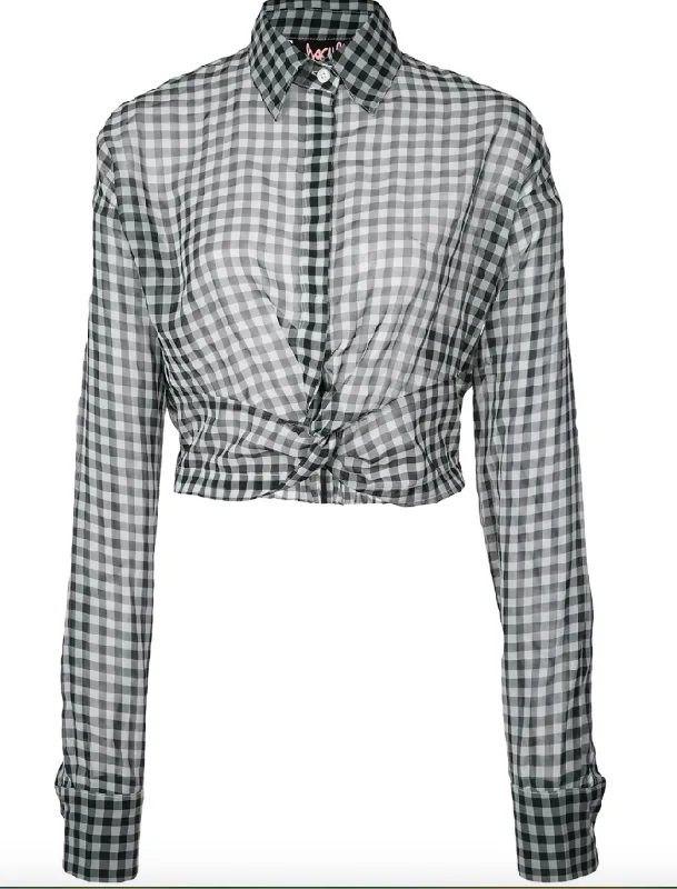 Vintage-Inspired Women's Apparel PLAID BLOUSE