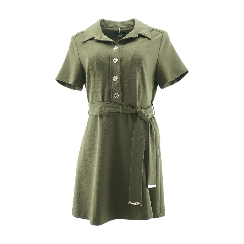 Women's Clothing For Work Green Solid Mini Dress