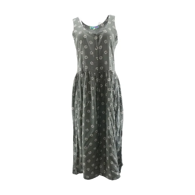 Modern Women's Apparel Charcoal Polka Dot Maxi Dress