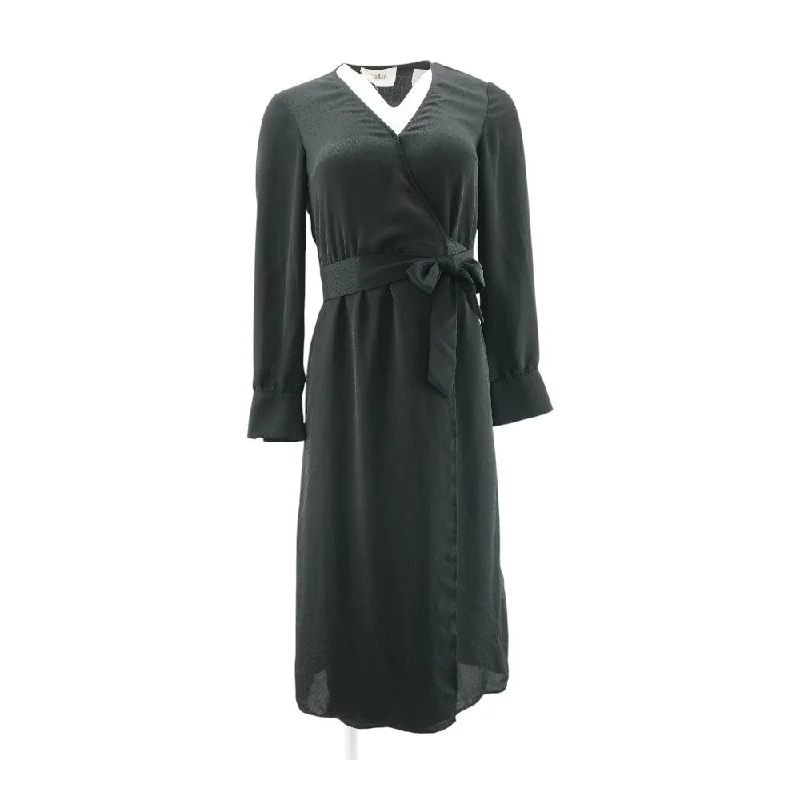 Women's Vintage Garments Black Solid Midi Dress