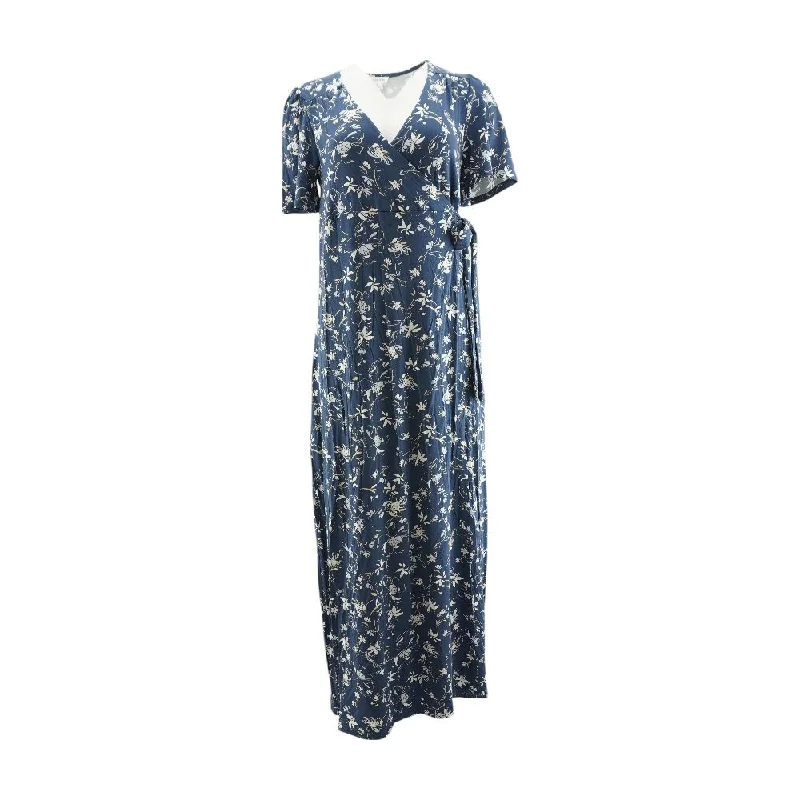 Women's Clothing For Outdoor Activities Blue Floral Maxi Dress