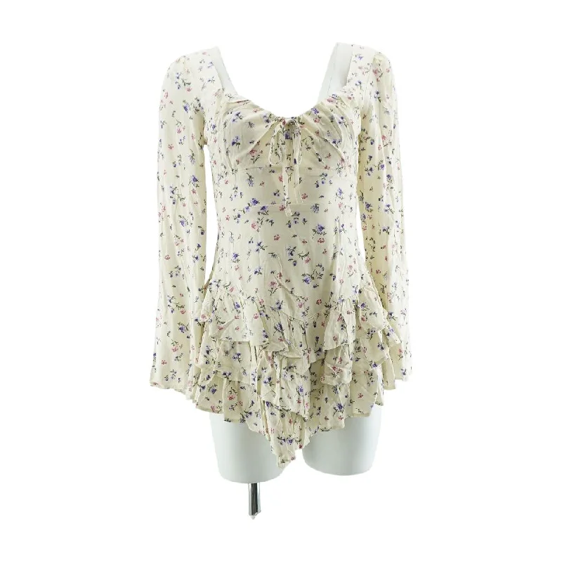 Chic And Trendy Ivory Floral Mini Dress