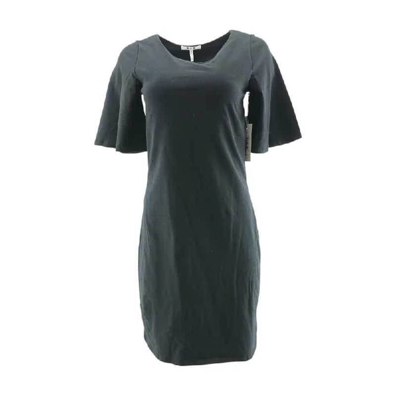 Feminine Luxe Style Sale Black Solid Midi Dress