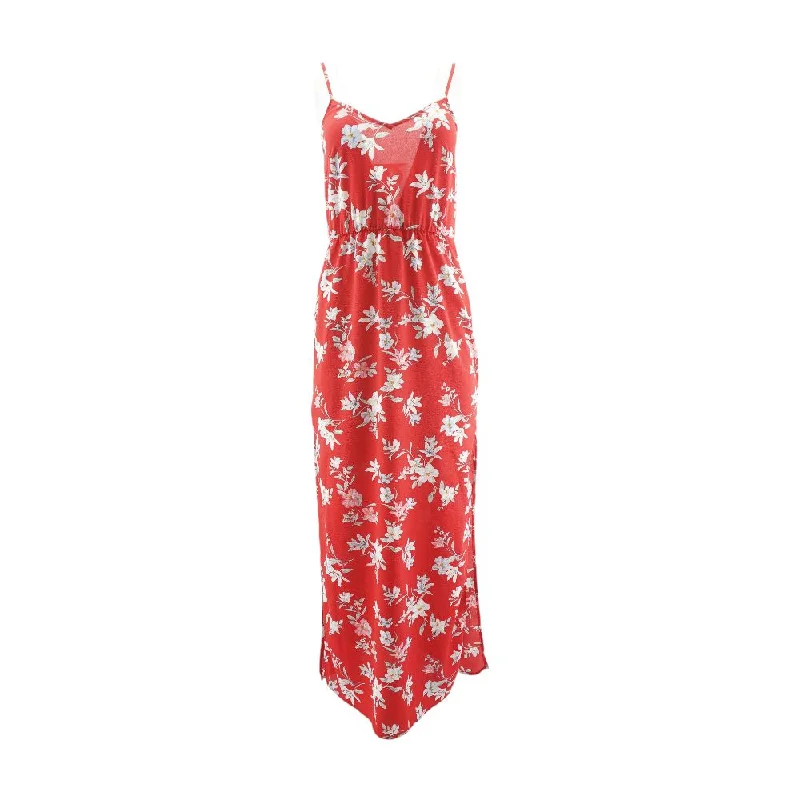 Fashion-Forward Women's Clothing Red Floral Maxi Dress