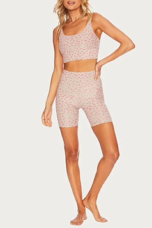 Women's High-Fashion Apparel Bike Short In Taupe Pink Spot