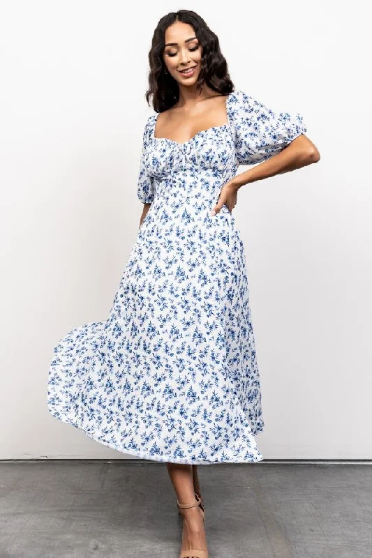 Classic Women's Apparel Gwen Smocked Midi Dress | Blue Floral