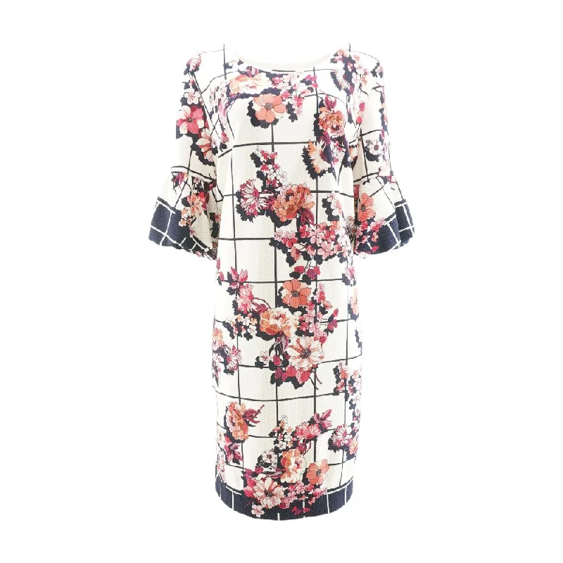 Women's Relaxed Clothes White Floral Midi Dress