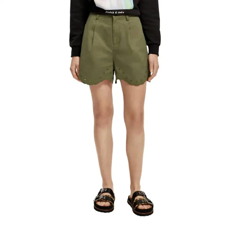 Sale Event, Prices Rock Embroidered Shorts In Olive