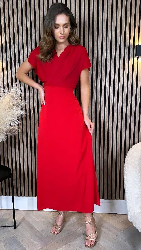 Massive Selection Sale Ally Red Wrap Detail Top Midi Dress