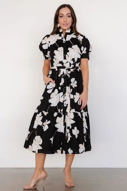 Women's Clothing For Outdoor Activities Loewe Button Dress | Black + Off White Floral