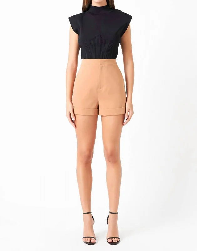 Women's Office Attire Tailored Shorts In Tan