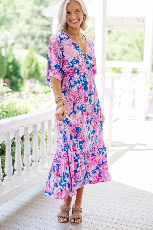 Women's Clothing Sets See It Through Royal Blue Floral Maxi Dress