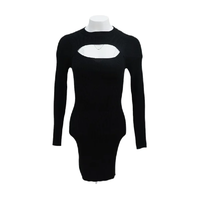 Casual Chic Women's Clothes Black Solid Midi Dress