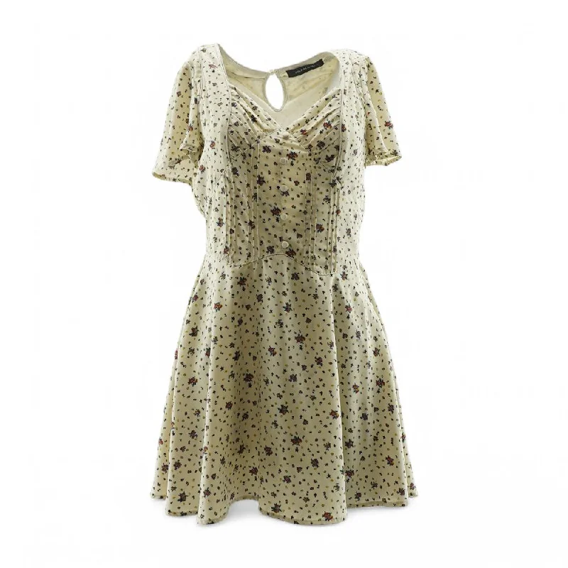 Romantic Fashion Discounts Beige Floral Mini Dress