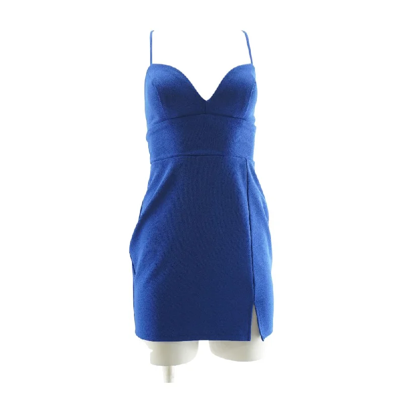 Women's Clothes For The Office Blue Solid Mini Dress