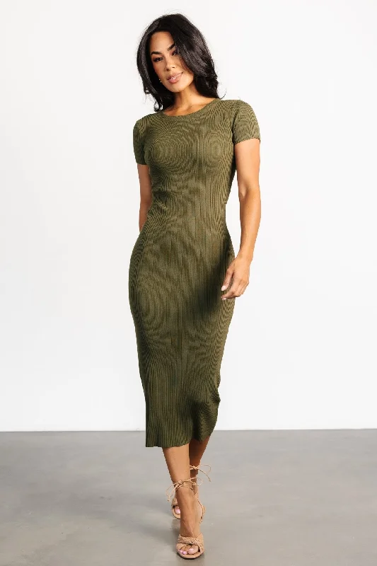 Women's Travel Apparel Dana Ribbed Midi Dress | Olive