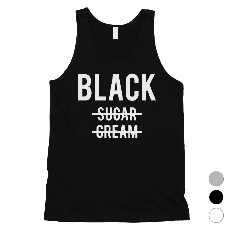 Explore What'S New 365 Printing Black No Sugar Cream Mens Strong Confidence Workout Tank Top