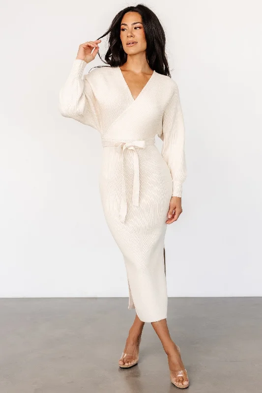 Cozy Comfort Style Sale Sammi Faux Wrap Dress | Cream