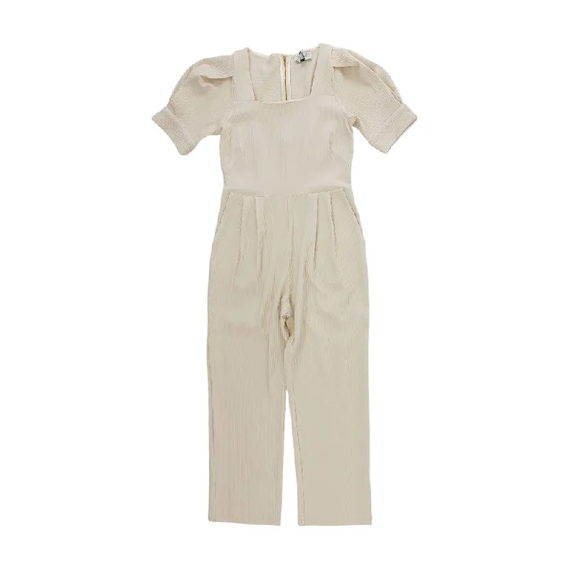 Women's Vacation Outfit Ivory Solid Jumpsuit