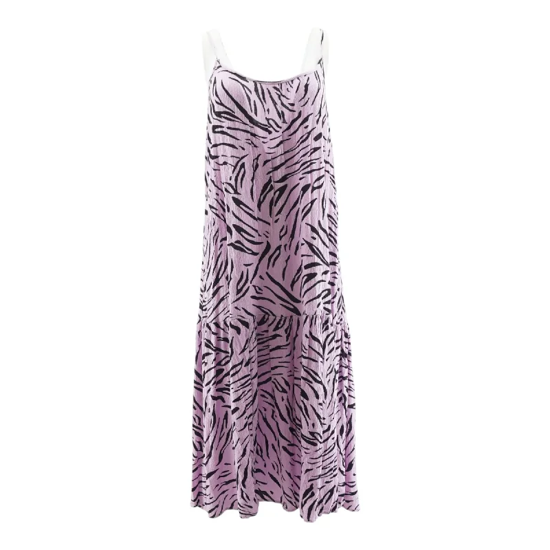 Women's Chic Outerwear Garments Purple Animal Print Midi Dress