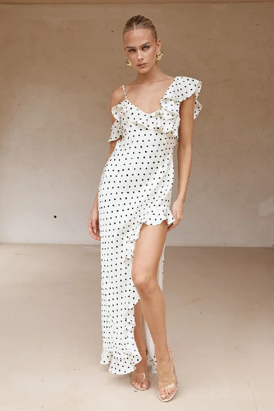 Stylish Women's Garments For Holidays KARLITA MAXI DRESS - WHITE POLKA