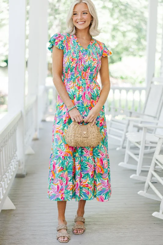 Casual Chic Clothing For Women Feels Like Paradise Green Tropical Maxi Dress