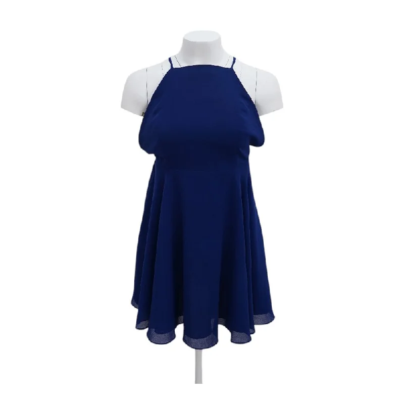 Comfortable Women's Clothing Blue Solid Mini Dress