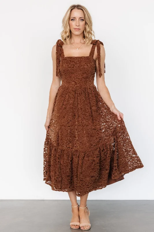 Women's High-Fashion Apparel Hestia Lace Midi Dress | Brown