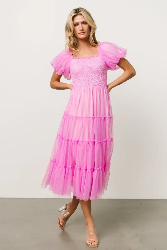 Women's Chic Apparel Liv Tulle Midi Dress | Pink