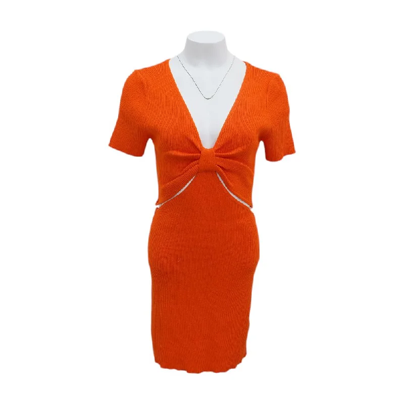 Women's Clothes For Special Occasions Orange Solid Midi Dress