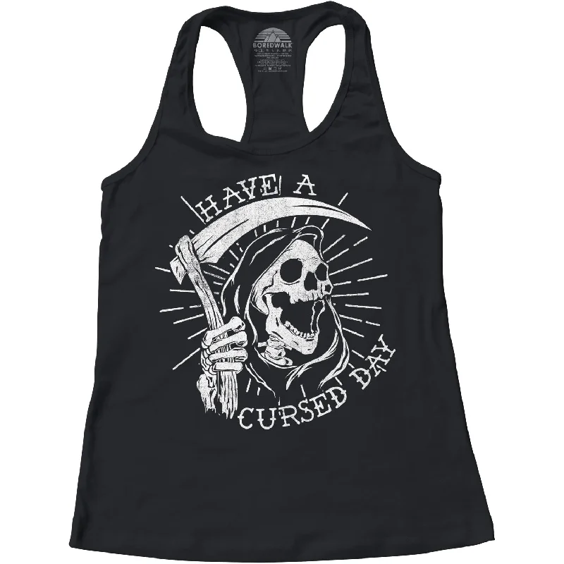 Women's Layered Outfit Women's Have a Cursed Day Racerback Tank Top