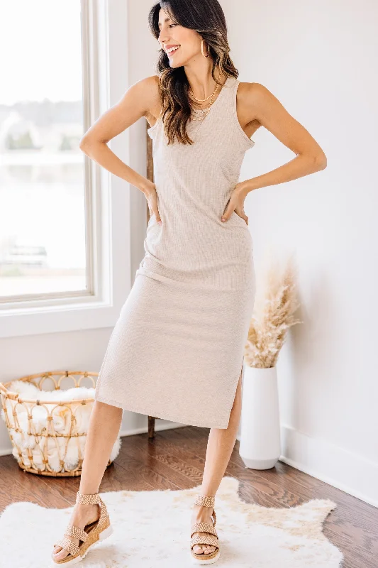 Exclusive Fashion Deals In Your Dreams Oatmeal White Midi Dress