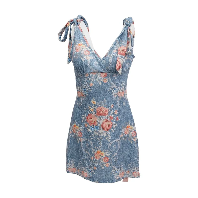 Women's Clothes And Garments Blue Floral Mini Dress