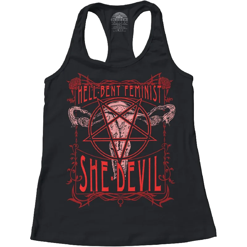 Gift Ideas Women's Hell-Bent Feminist She-Devil Racerback Tank Top